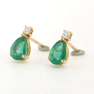 18k roségouden oorbellen met smaragd en briljant geslepen diamant 0.08ct kopen? Bied vanaf 440!