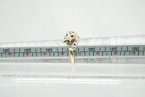 31 - Fraaie 14 Krt gouden panter-ring met 8kant geslepen diamant kopen? Bied vanaf 90!