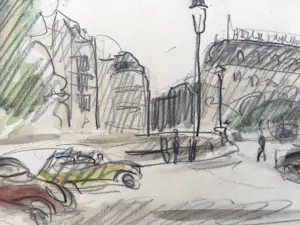 Jan Sluijters (jr.) - Rotonde met auto's in stad. kopen? Bied vanaf 60!