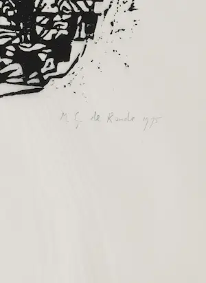 Maria de Ronde - Houtsnede op Japans papier, Compositie III kopen? Bied vanaf 1!