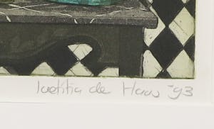 Laetitia de Haas - Ets en aquatint, Keukentafel II - Ingelijst kopen? Bied vanaf 20!