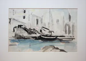 Lili Pieter van Leer - Gemengde techniek op papier - "Haven" kopen? Bied vanaf 45!