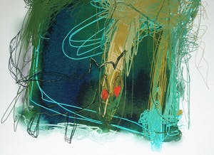 Arturo - Giclée , Sprinkhaan , abstract en kleurrijk – 70 x 70 cm kopen? Bied vanaf 30!