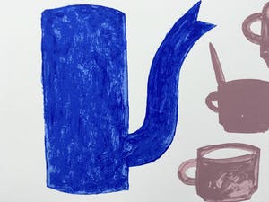 Klaas Gubbels - zeefdruk ‘Blauwe kan met kopjes’ - 2005 - oplage XX. kopen? Bied vanaf 275!