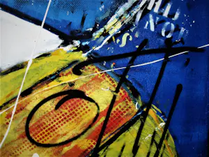 Oscar Faase - GROTE gemengde techniek op doek "FORE - moving target" gesigneerd kopen? Bied vanaf 78!