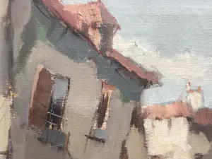 Harry Koolen - Franse kustplaats - olieverf op doek kopen? Bied vanaf 125!