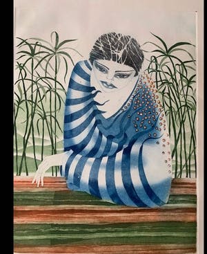 Paul Elshout - Vrouw in Blauw. kopen? Bied vanaf 25!