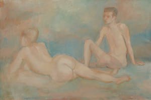 Martin Reisberg - Acryl op doek, Naakt paar kopen? Bied vanaf 1!