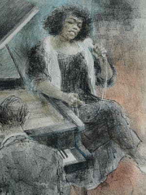 Piet Klaasse - Ingelijste litho , Sarah Vaughan – gesigneerd - 1992 kopen? Bied vanaf 75!