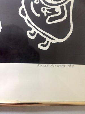 Karel Meijers - Abstract figuur - Zeefdruk, Ingelijst kopen? Bied vanaf 20!