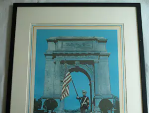 Malcolm Morley - Ingelijste zeefdruk , Marine Sergeant at Valley Forge - Lijst, 82 x 63 cm. kopen? Bied vanaf 150!