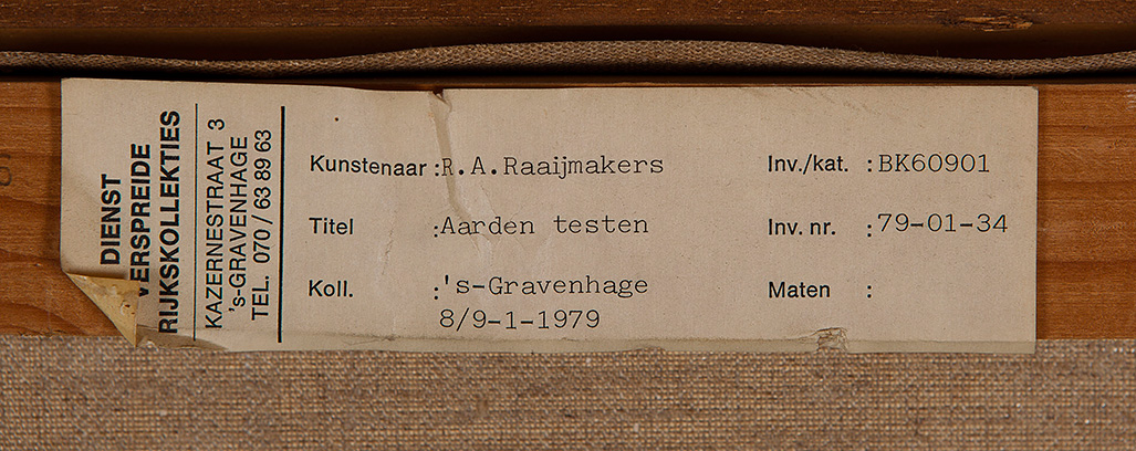 Ronald Raaijmakers - Aarden Testen - Olieverf op doek - gesigneerd l.o. - herkomst BKR Den Haag  kopen? Bied vanaf 10!