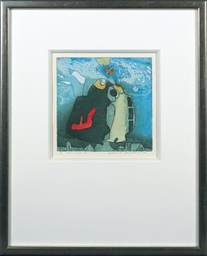 Michel van Overbeeke - Kleurenets met bladgoud, Aware away II - Ingelijst kopen? Bied vanaf 20!