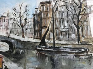Niet of onleesbaar gesigneerd - Aak in kanaal voor brug. kopen? Bied vanaf 1!