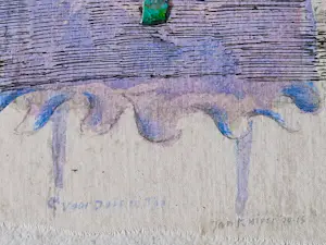 Jan Kuiper - Galerie Petit - gemengde techniek op stof "voor Dobs en Theo" - gesigneerd kopen? Bied vanaf 46!