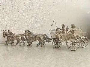 Zilver - 925 - Filigrain Paardenkoets & Ossenwagen - Java Indonesië - midden 20e eeuw kopen? Bied vanaf 95!