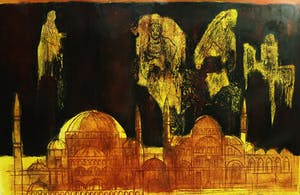 Ru van Rossem - Herinnering aan Istanbul, aquatint ets met reliëfdruk (mooi ingelijst, groot!) kopen? Bied vanaf 175!