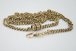 1488 - Antiek 19e eeuws - 14 krt geel gouden "dubbel" schuifcollier - LANG! kopen? Bied vanaf 970!