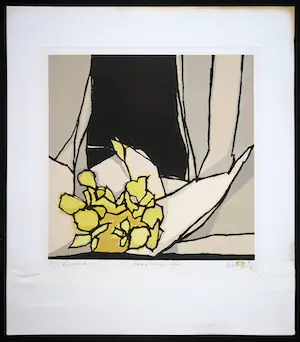 Fon Klement - Boarddruk, Fleurs sur fond noir kopen? Bied vanaf 1!