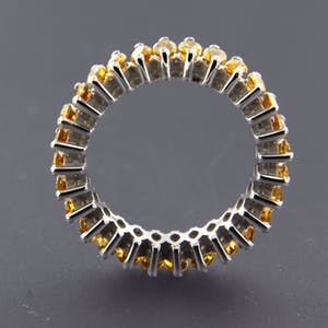 18K Goud - witgouden ring bezet met markies vorm geslepen citrien, ringmaat 17.25 (54) kopen? Bied vanaf 550!