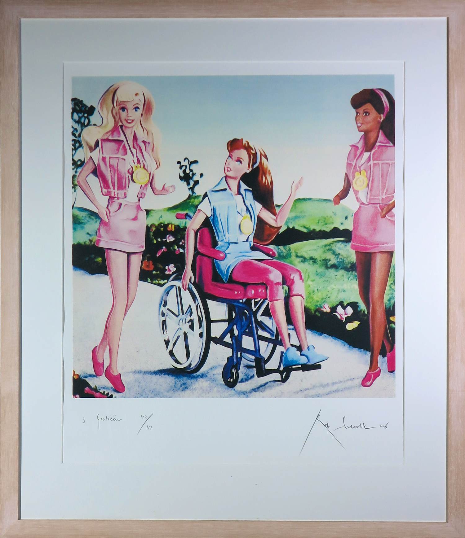 Rob Scholte - Zeefdruk, 3 Gratieën - Ingelijst (Zeer groot, zware mooie lijst) kopen? Bied vanaf 100!