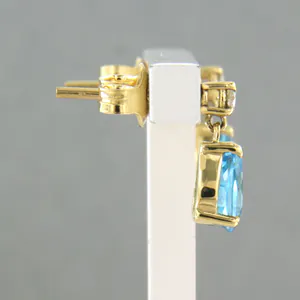18k geel gouden oorhangers bezet met topaas en diamant 0.08 ct - G/H - VS/SI kopen? Bied vanaf 225!