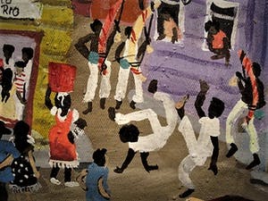 Niet of onleesbaar gesigneerd - Brazilië naïef schilderij "Straat scenes Rio de Janeiro " gesigneerd kopen? Bied vanaf 1!