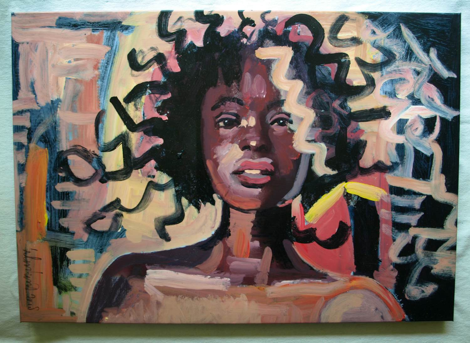 Peter Klashorst - Acrylverf op doek op houten frame , Vrouw – 70 x 100 cm - 2018 verkocht voor € 300!