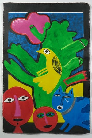 Corneille - Aquagravure, Fenêtre ouvert sur Baobab - Ingelijst (Zeer groot) kopen? Bied vanaf 600!