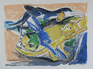 Anton Vrede - Zeefdruk, Zonder titel - Ingelijst kopen? Bied vanaf 60!