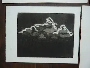 Margriet Snel - 8 etsen vrouw bij oever, figuren in landschappen kopen? Bied vanaf 50!