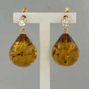 18k gouden oorhangers met barnsteen en briljant geslepen diamant tot. 0.18ct kaufen? Bieten Sie von 340!