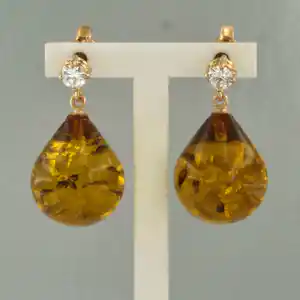 18k gouden oorhangers met barnsteen en briljant geslepen diamant tot. 0.18ct kaufen? Bieten Sie von 340!