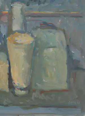 Antoon van Bakel - Stilleven met flessen en beker kopen? Bied vanaf 170!