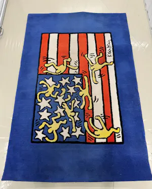 Keith Haring - ‘ Born in the USA’ vintage kunsttapijt kopen? Bied vanaf 2000!