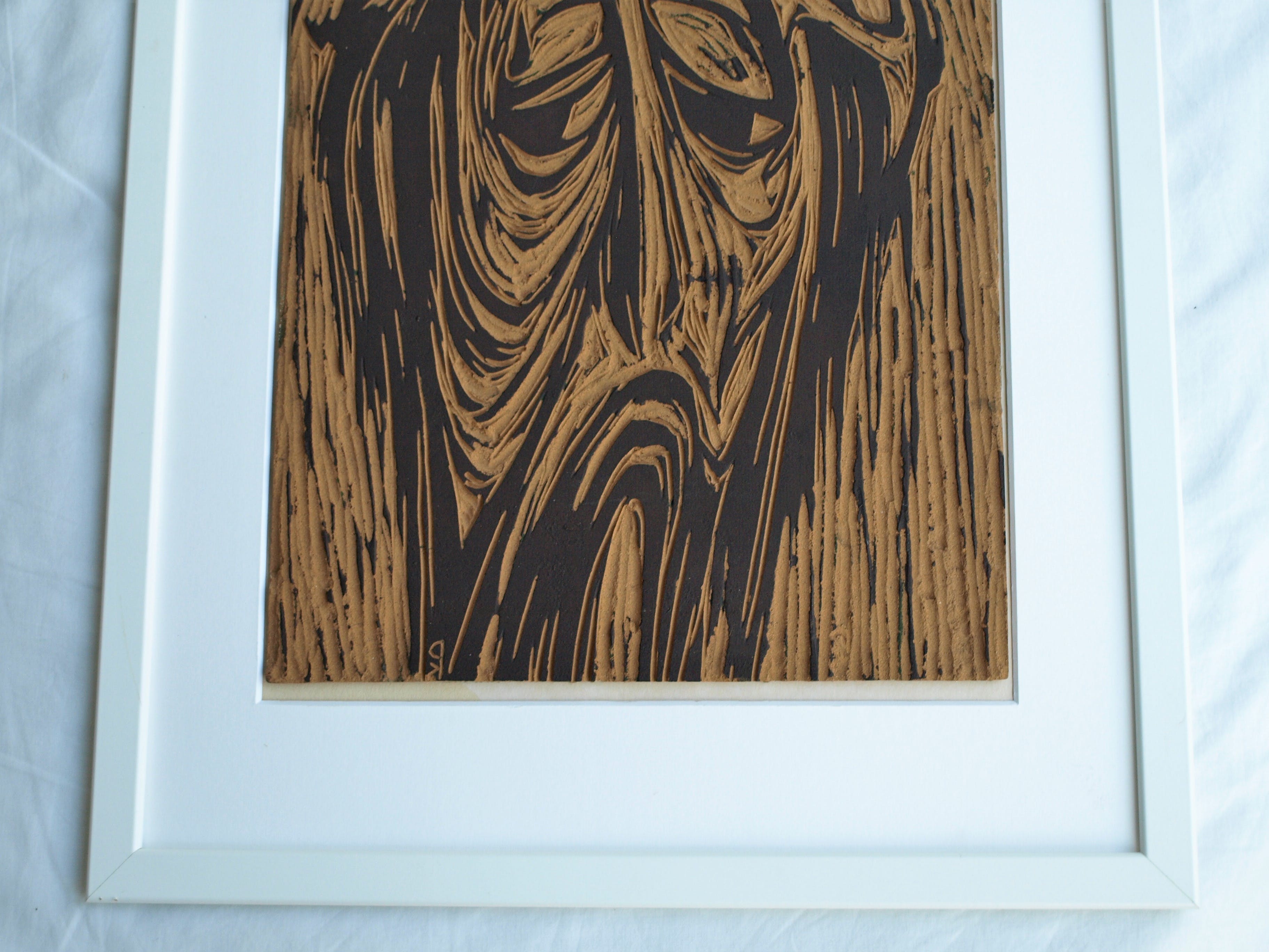 Klaas Pijlman - Originele linoplaat + afdruk , Jezus, man van smarten - ingelijst – 1965 kopen? Bied vanaf 75!