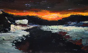Toon Koster - Platteland in maanlicht - breed olieverfschilderij, 20x58 cm kopen? Bied vanaf 100!