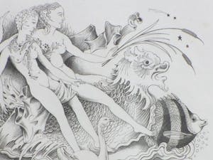 Hubert Levigne - Twee vijvernimfen - Gravure kopen? Bied vanaf 45!