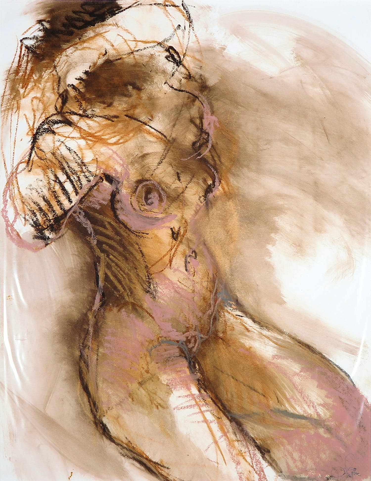 Franscz Witte - Krijttekening, Naakt in bruintinten kopen? Bied vanaf 1!