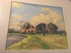 Rie Rooker-Knipscheer - aquarel Klokkenstoel in Goingarijp Friesland (1946) kopen? Bied vanaf 90!