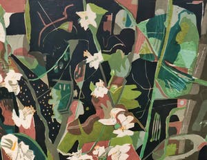 Vincent van Ojen - Abstract landschap met witte lelies kopen? Bied vanaf 50!