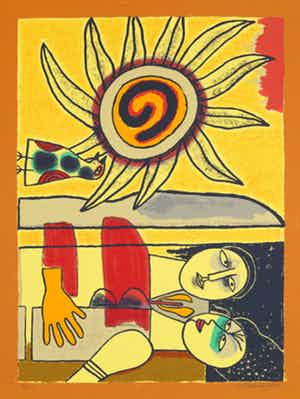 Corneille - Zeefdruk, Soleil cou coupe I verkocht voor € 150!