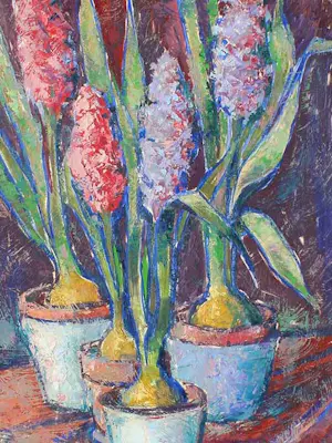 Wim Borst - Stillleben Blumen in Töpfen auf einem Tisch kopen? Bied vanaf 350!