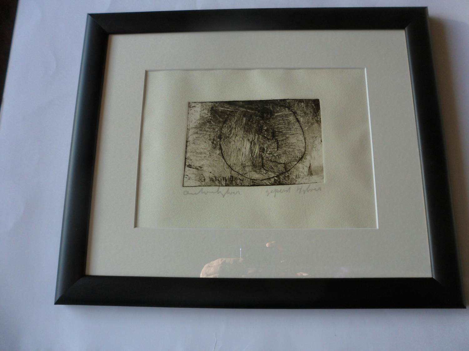 Anton Heyboer - Ets, titel Het Symbool van de onschuld. verkocht voor € 100!