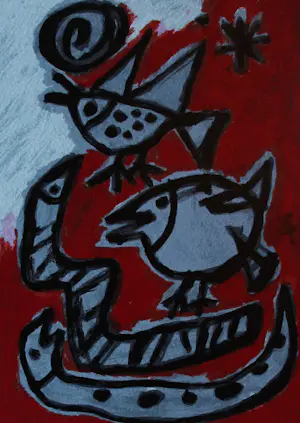 Corneille - Litho: Oiseaux et serpents- 1994 kaufen? Bieten Sie von 225!