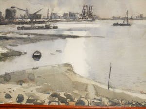 Joop Dam - Aquarel - Sloehaven kopen? Bied vanaf 75!