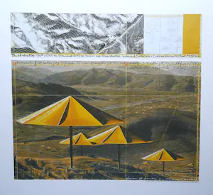 Christo - The Yellow Umbrellas US + origineel stofmonster - Lithoseri Domberger kopen? Bied vanaf 69!
