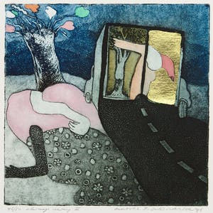 Michel van Overbeeke - Kleurenets met bladgoud, Always away II kopen? Bied vanaf 1!