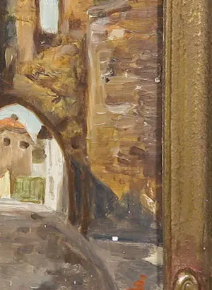 Niet of onleesbaar gesigneerd - Olieverf op paneel, Grendelpoortje Valkenburg kopen? Bied vanaf 1!