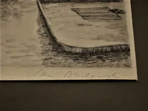 Niet of onleesbaar gesigneerd - Grote, fraai gedetailleerde Ets "Amsterdam en Montelbaanstoren" gesigneerd kopen? Bied vanaf 1!